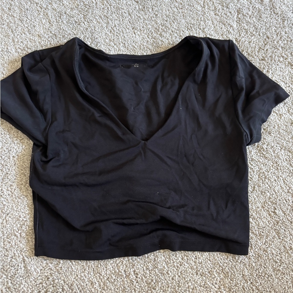 Aerie Offline Black Fitted Crop T-Shirt